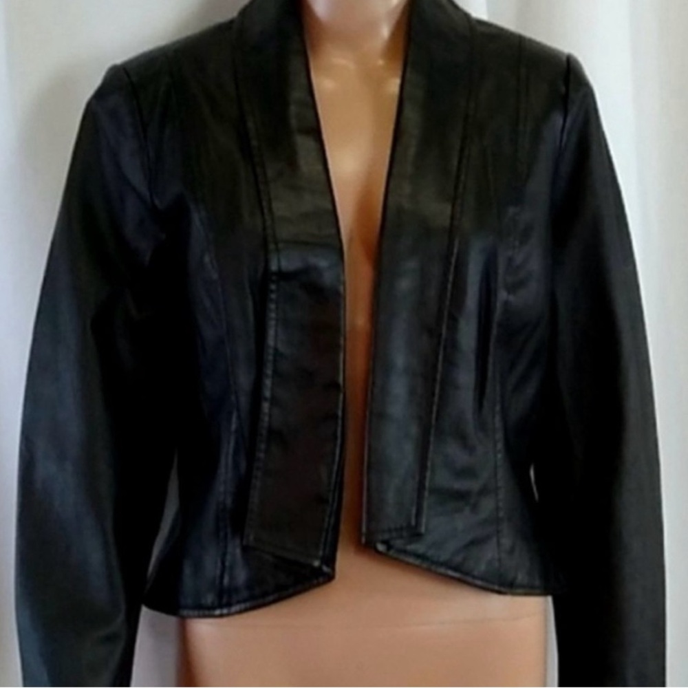 Jessica London Women’s 100% Leather cropped Sz XXL 28 coat jacket #107444